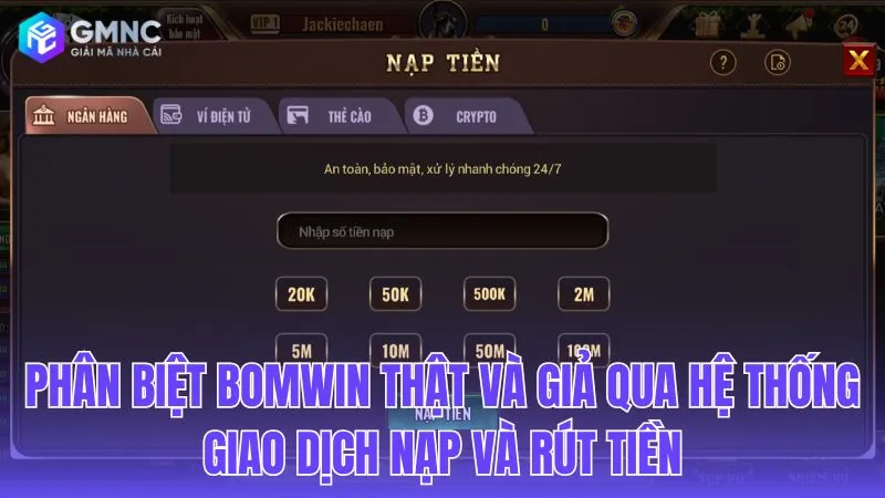 Xác thực qua hệ thống nạp rút tự động