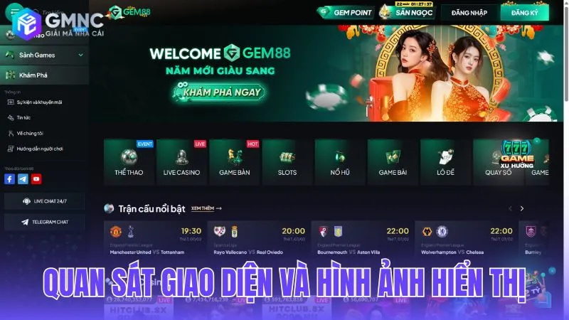 Quan sát giao diện và hình ảnh hiển thị